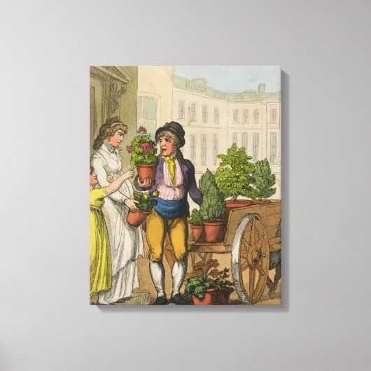 ロンドンの叫び声:ガーデンポット売り手, 1799 (colo) キャンバスプリント (正面)