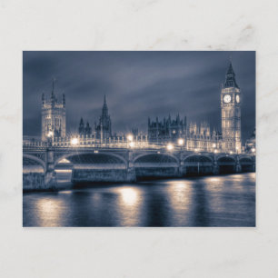 ロンドンの国会議事堂での夜 ポストカード