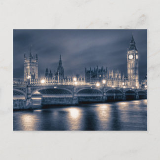 ロンドンの国会議事堂での夜 ポストカード