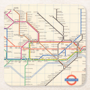 ロンドンの地下の地図 スクエアペーパーコースター