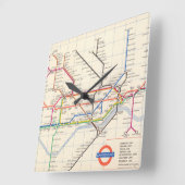 ロンドンの地下の地図 スクエア壁時計 (傾斜)