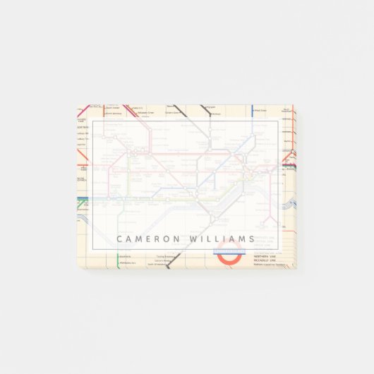 ロンドンの地下の地図 ポストイット (正面)