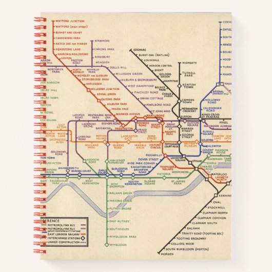 ロンドンの地下鉄の地図 ノートブック (正面)