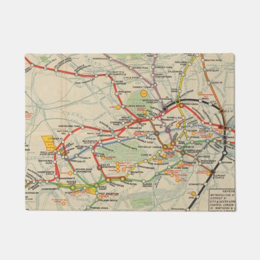 ロンドンの地下鉄道の地図 ドアマット (正面)