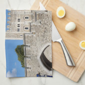 ロンドンの塔ビュー茶タオル キッチンタオル (四つ折り)