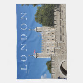 ロンドンの塔ビュー茶タオル キッチンタオル (縦)