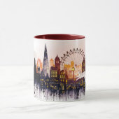 ロンドンの夜景の水彩画 マグカップ (中央)