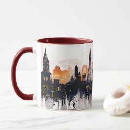 ロンドンの夜景の水彩画 マグカップ