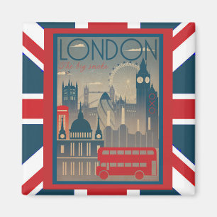 ロンドンの大きく赤いバスおよび他の陸標 マグネット