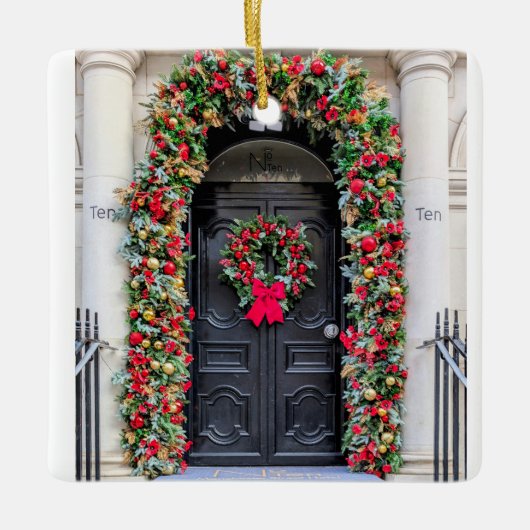 ロンドンの扉:祝祭のクリスマス セラミックオーナメント (正面)