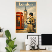 ロンドンの朝 – ビンテージ・レトロな旅行ポスター ポスター (ホームオフィス)