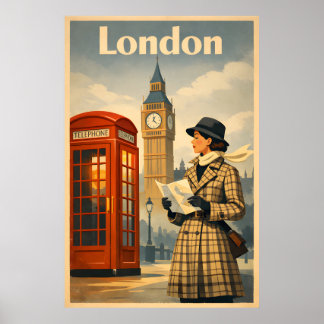 ロンドンの朝 – ビンテージ・レトロな旅行ポスター ポスター
