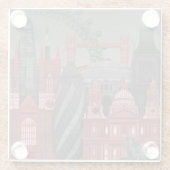 ロンドンの標高バイナイト – 赤 ガラスコースター (裏面)