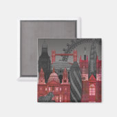ロンドンの標高バイナイト – 赤 マグネット (正面/裏面)