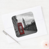 ロンドンの正方形のステッカーに赤い電話ボックス スクエアシール (封筒)