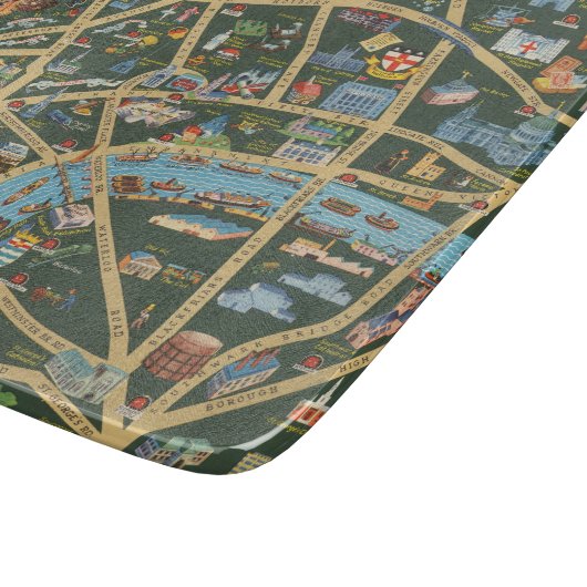 ロンドンの毎日の電信写真の地図 カッティングボード (角)