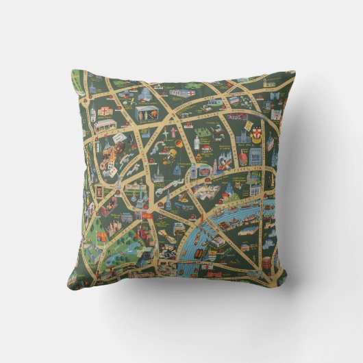 ロンドンの毎日の電信写真の地図 クッション (裏面)