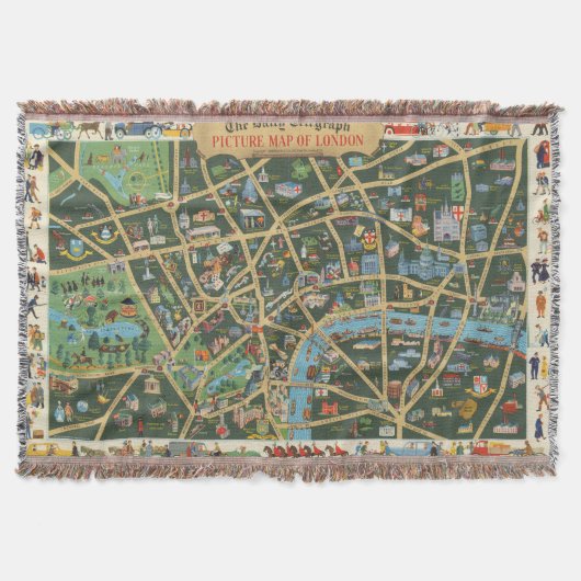 ロンドンの毎日の電信写真の地図 スローブランケット (正面)