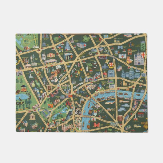 ロンドンの毎日の電信写真の地図 ドアマット (正面)