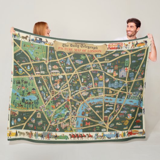 ロンドンの毎日の電信写真の地図 フリースブランケット (インサイチュ)