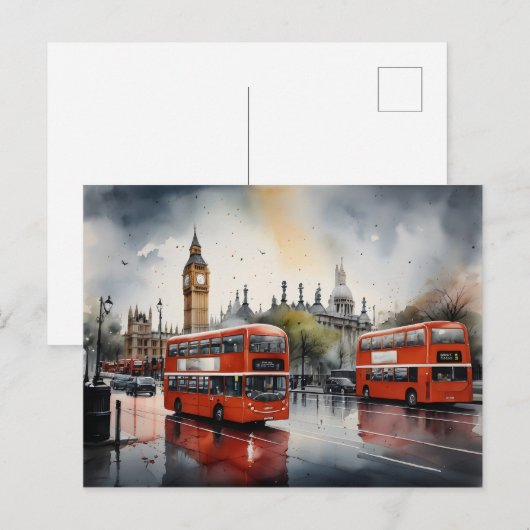 ロンドンの水彩画 ポストカード (正面/裏面)