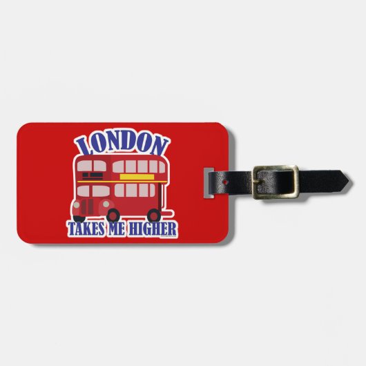 ロンドンの漫画バスおもしろいで私を高く取る ラゲッジタグ (正面横)