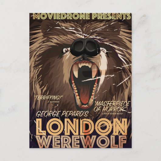 ロンドンの狼男ヴィンテージ映画ポスター ポストカード (正面)