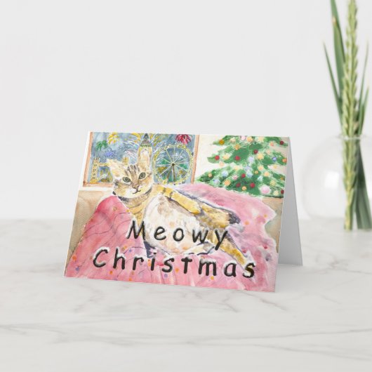 ロンドンの猫のクリスマス サンキューカード (正面)