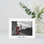 ロンドンの白い文字はがきの赤い電話 ポストカード (スタンド正面)
