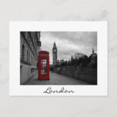 ロンドンの白い文字はがきの赤い電話 ポストカード (正面)