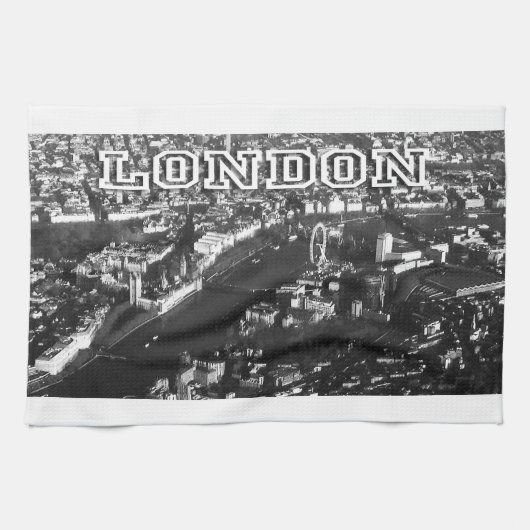 ロンドンの空中眺め キッチンタオル (横)