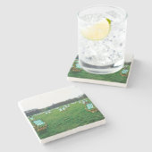 ロンドンの緑の公園に広がるデッキチェア ストーンコースター (横)