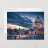 ロンドンの聖ポール大聖堂の夜の秋 ポストカード (正面/裏面)