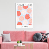 ロンドンの花市場 淡いピンク 赤いバラ 花柄 キャンバスプリント (インサイチュ (リビング))