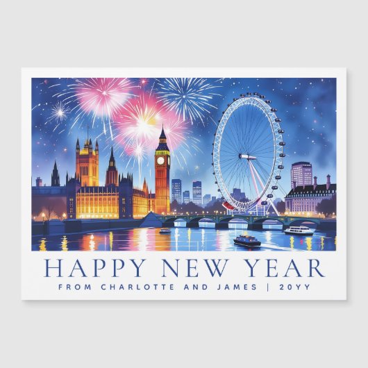 ロンドンの花火 新年の磁気カード (正面)