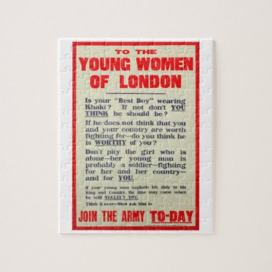 ロンドンの若い女性に、募集ポスター、 ジグソーパズル (縦)