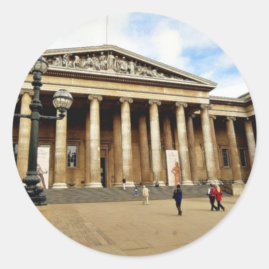 ロンドンの英語の大英博物館への正面玄関 ラウンドシール (正面)