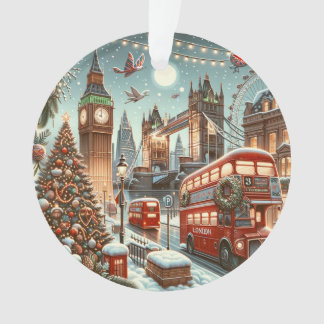 ロンドンの華やかなクリスマス - ビビットなクリスマスカード オーナメント
