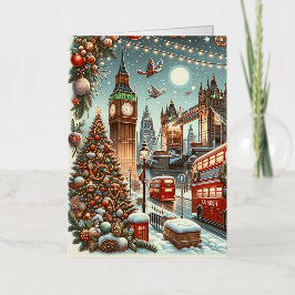 ロンドンの華やかなクリスマス - ビビットなクリスマスカード 箔シーズンカード
