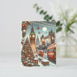 ロンドンの華やかなクリスマス - ビビットなクリスマスカ シーズンポストカード