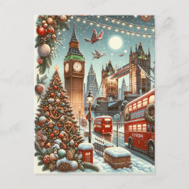 ロンドンの華やかなクリスマス - ビビットなクリスマスカ ポストカード