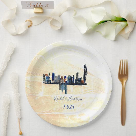 ロンドンの街並みのペイントされた風景  ウェディング   ペーパープレート (ウェディング)