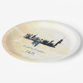 ロンドンの街並みのペイントされた風景  ウェディング   ペーパープレート (アングル)