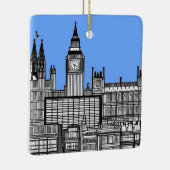 ロンドンの街並み(青い空と白黒) セラミックオーナメント (右)
