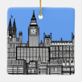 ロンドンの街並み(青い空と白黒) セラミックオーナメント (裏面)