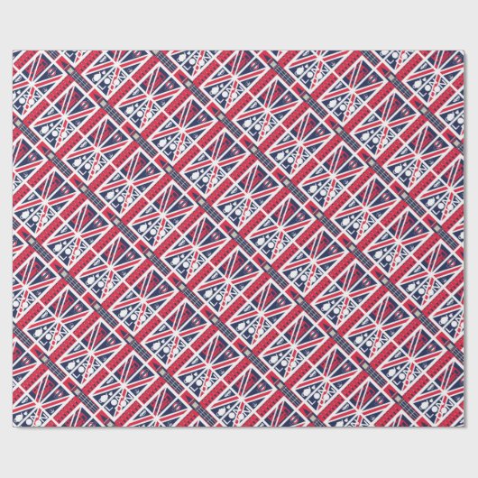 ロンドンの装飾が付いているヴィンテージの英国国旗のイギリスの旗 ラッピングペーパー (フラット)