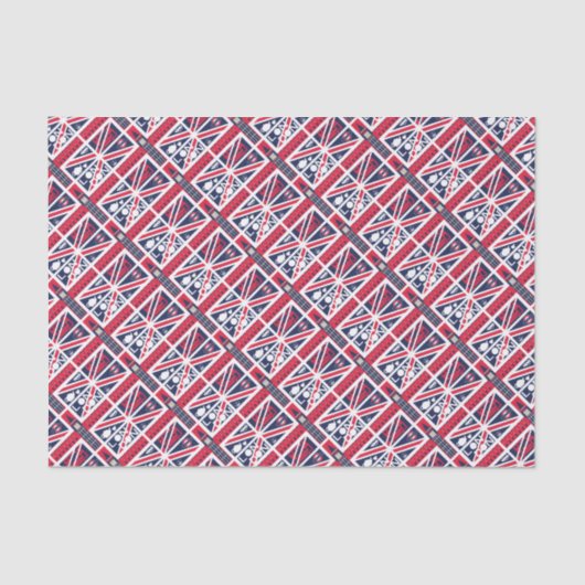 ロンドンの装飾が付いているヴィンテージの英国国旗のイギリスの旗 薄葉紙 (正面)