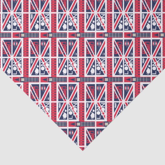 ロンドンの装飾が付いているヴィンテージの英国国旗のイギリスの旗 薄葉紙 (詳細)