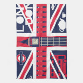 ロンドンの装飾が付いているヴィンテージの英国国旗の旗 キッチンタオル (縦)