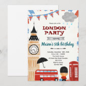 ロンドンの誕生日・ベビーシャワーの招待状 招待状 (正面/裏面)